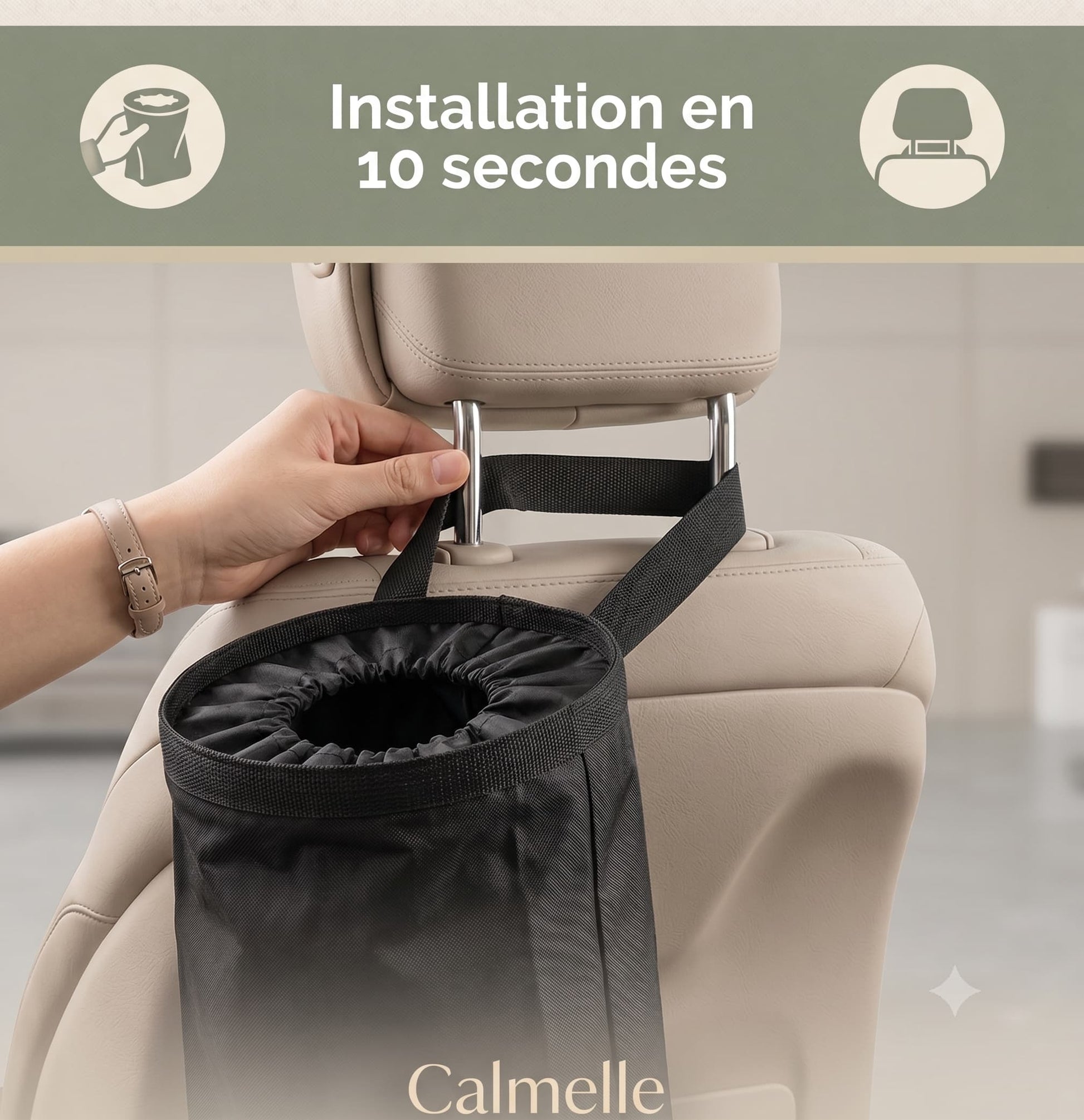 Poubelle De Voiture Suspendue - Organiseur De Rangement Banquette Arrière